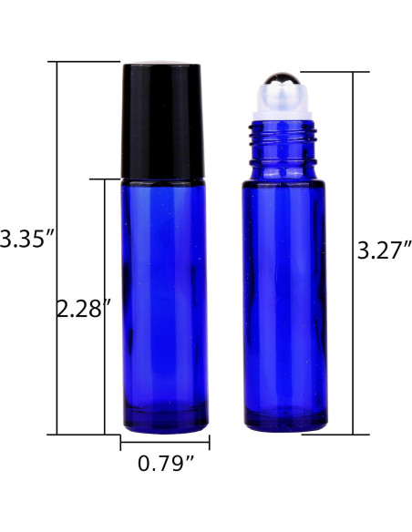 12 Botellas Roller de Vidrio Azul Cobalto 10ml inice