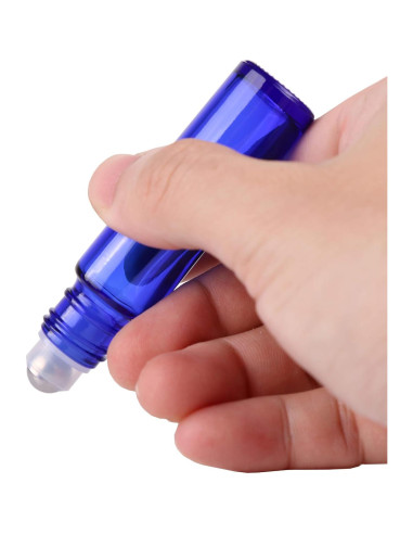 12 Botellas Roller de Vidrio Azul Cobalto 10ml inice