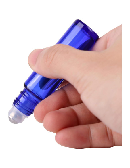 12 Botellas Roller de Vidrio Azul Cobalto 10ml inice