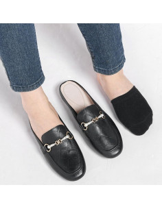 Calcetines Cortos de Dedos para Mujeres - 6 Pares Beige y Negro 2