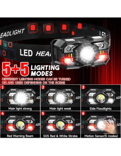 Linterna Frontal LED Recargable Northlet 3000 Lúmenes 5+5 Modos 2