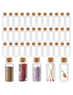 100 Mini Botellas de Vidrio 30ml con Tapones de Madera Gerrii