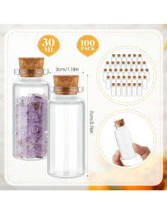 100 Mini Botellas de Vidrio 30ml con Tapones de Madera Gerrii 2