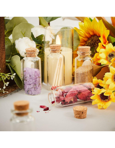 100 Mini Botellas de Vidrio 30ml con Tapones de Madera Gerrii