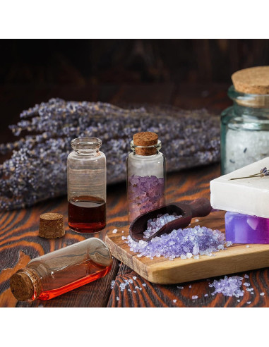 100 Mini Botellas de Vidrio 30ml con Tapones de Madera Gerrii