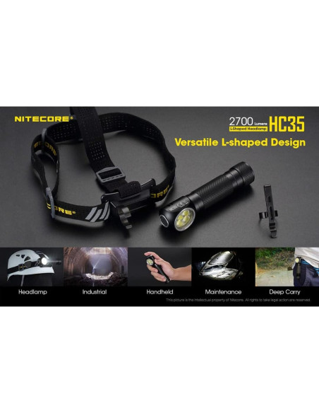 Linterna Frontal Nitecore HC35 2700 Lúmenes Recargable USB