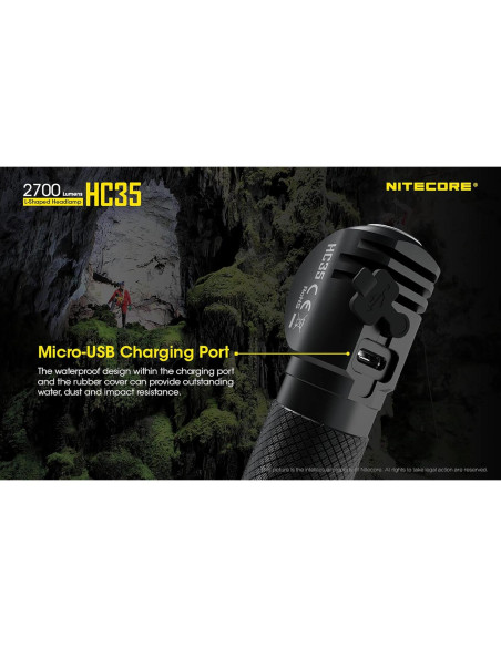 Linterna Frontal Nitecore HC35 2700 Lúmenes Recargable USB