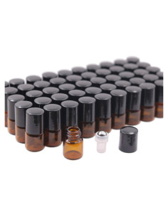 Paquete de 50 frascos de vidrio ámbar 1ml con bola acero