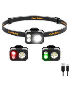 Linterna Frontal LED Recargable EverBrite Gris, IP67, 7 Modos