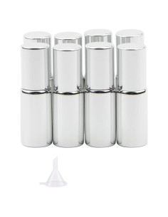 8 Botellas de Rodillo de Vidrio 5ml Newzoll Plateadas UV