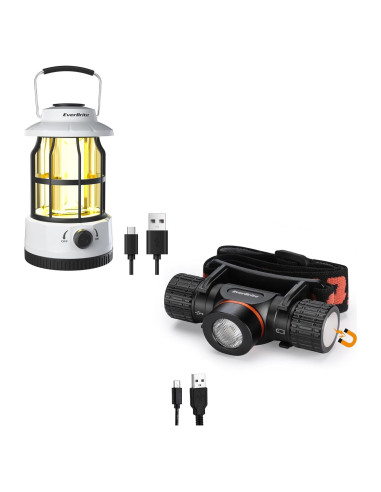 Linterna de Camping LED EverBrite 250 Lúmenes y Frontal 1000 Lúmenes