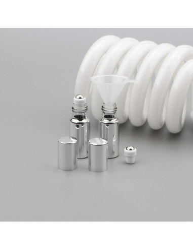 8 Botellas de Rodillo de Vidrio 5ml Newzoll Plateadas UV