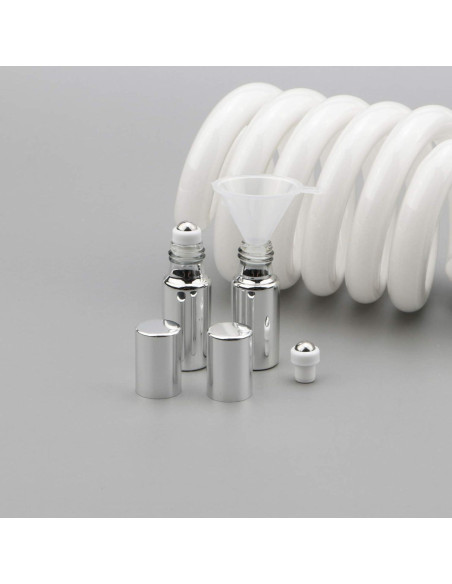 8 Botellas de Rodillo de Vidrio 5ml Newzoll Plateadas UV