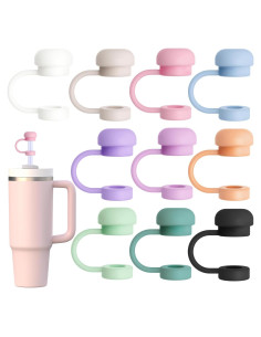 GLAMFIELDS 10 Piezas Tapa de Pajita Silicona para Taza 20-40 oz