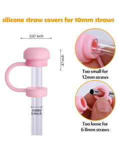 GLAMFIELDS 10 Piezas Tapa de Pajita Silicona para Taza 20-40 oz 2