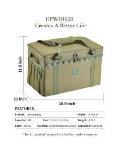 Bolsa de Almacenamiento Táctica UPWOIGH 40L Impermeable Verde 2