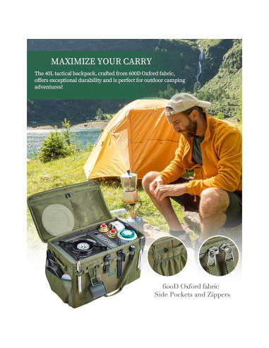 Bolsa de Almacenamiento Táctica UPWOIGH 40L Impermeable Verde