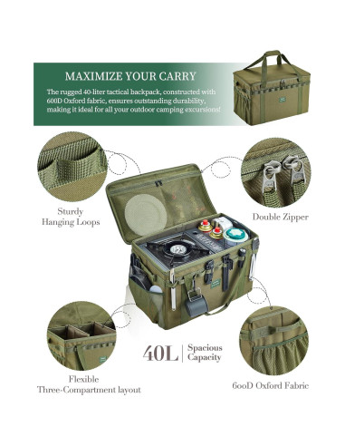 Bolsa de Almacenamiento Táctica UPWOIGH 40L Impermeable Verde