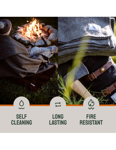 Manta de lana merino gris Woolly Mammoth 167x229 cm