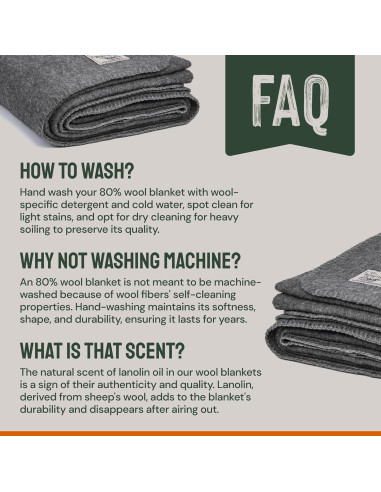 Manta de lana merino gris Woolly Mammoth 167x229 cm