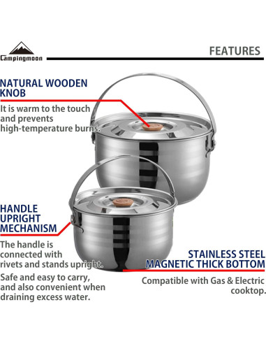Juego de Utensilios de Cocina Camping Moon 13 Piezas Acero Inoxidable