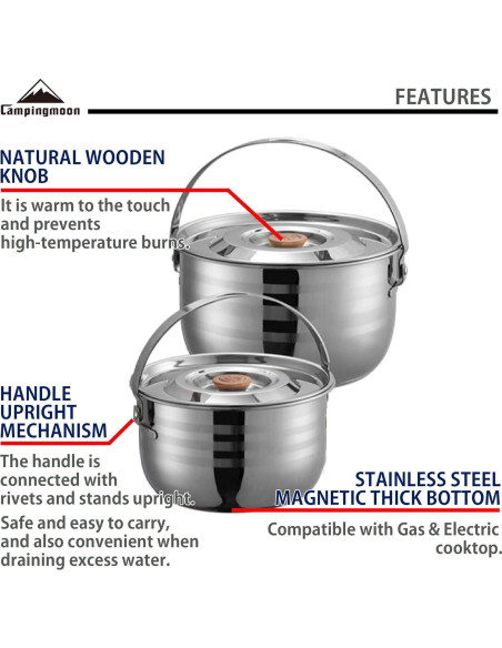 Juego de Utensilios de Cocina Camping Moon 13 Piezas Acero Inoxidable
