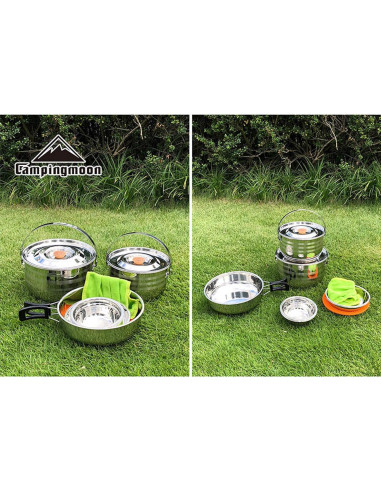 Juego de Utensilios de Cocina Camping Moon 13 Piezas Acero Inoxidable