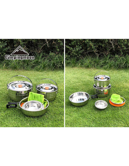 Juego de Utensilios de Cocina Camping Moon 13 Piezas Acero Inoxidable
