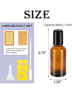 Paquete de 3 Botellas de Rodillo 30ml RAMFIYN Ámbar Reutilizables 2