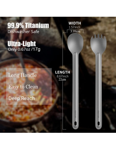 Set de Camping OUTXE: Cuchara y Spork de Titanio 22 cm 2