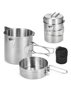 Olla de Camping Lixada 1L Acero Inoxidable Plegable y Tapa