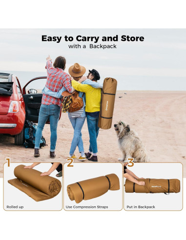 Colchoneta de Camping KingCamp 210x100 cm Espuma Alta Resiliencia