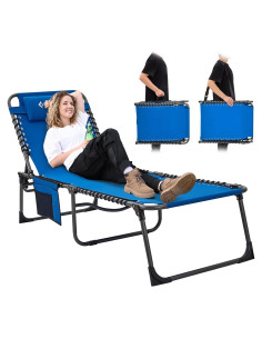 Silla Lounge Plegable KingCamp Azul Cobalto 4 Posiciones