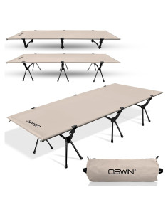 Cama de Camping OSWIN Plegable Ultraligera 150 kg Caqui
