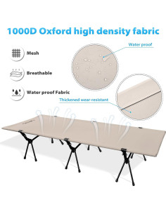 Cama de Camping OSWIN Plegable Ultraligera 150 kg Caqui 2