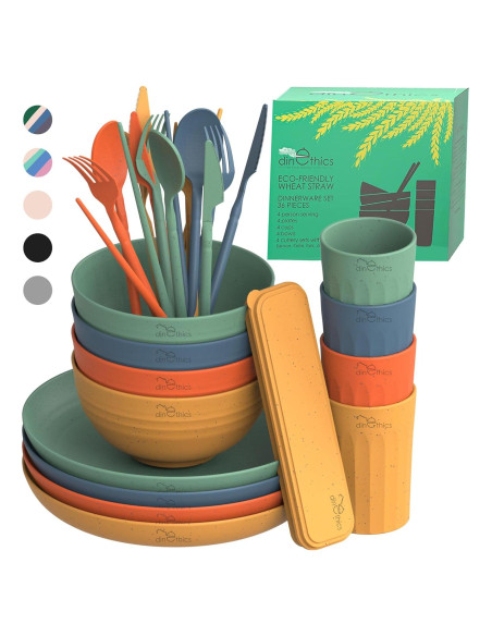 Juego de Vajilla de Paja de Trigo DINETHICS para 4 Personas