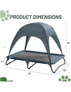 Cama Elevada para Perros Timber Ridge con Toldo Desmontable 2