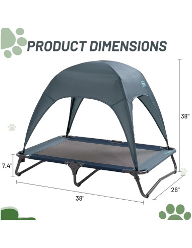Cama Elevada para Perros Timber Ridge con Toldo Desmontable