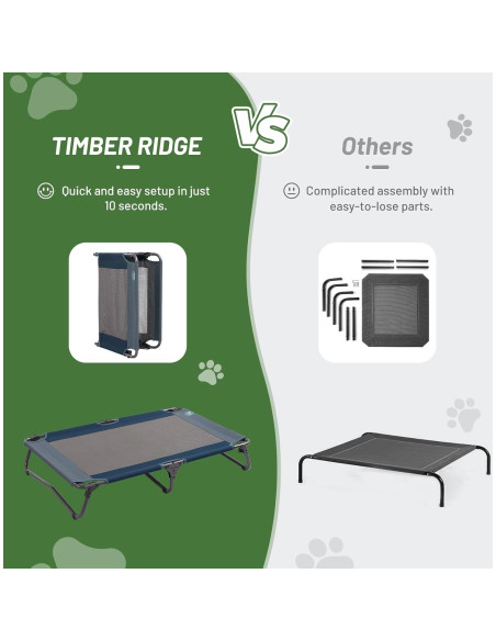 Cama Elevada para Perros Timber Ridge con Toldo Desmontable