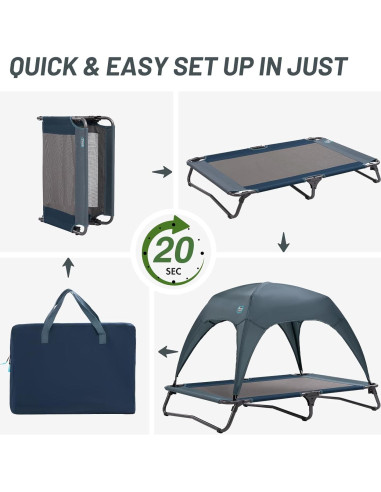 Cama Elevada para Perros Timber Ridge con Toldo Desmontable