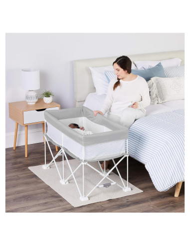 Cuna Portátil My Crib Regalo 2 en 1 Gris con Bolsa de Transporte