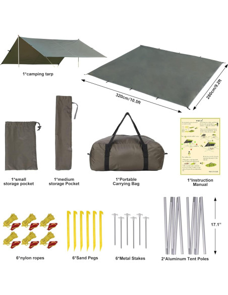 Toldo de Camping GOCAPTAIN 3.05x2.74m Impermeable UV 50+