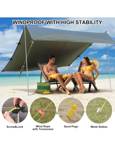 Toldo de Camping GOCAPTAIN 3.05x2.74m Impermeable UV 50+