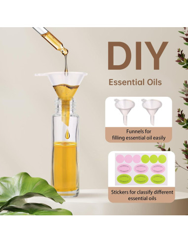 12 Botellas Roller de Vidrio 10ml inice con Accesorios