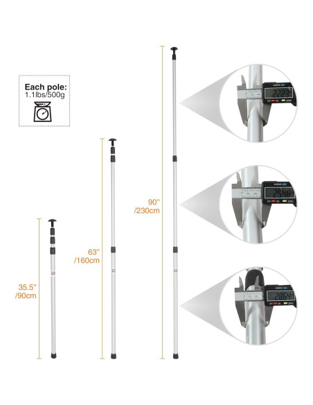 Poste Telescópico de Aluminio REDCAMP 90-230 cm Juego de 2