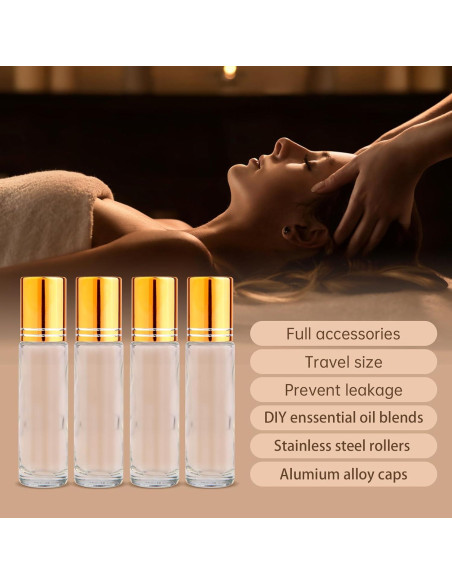 12 Botellas Roller de Vidrio 10ml inice con Accesorios