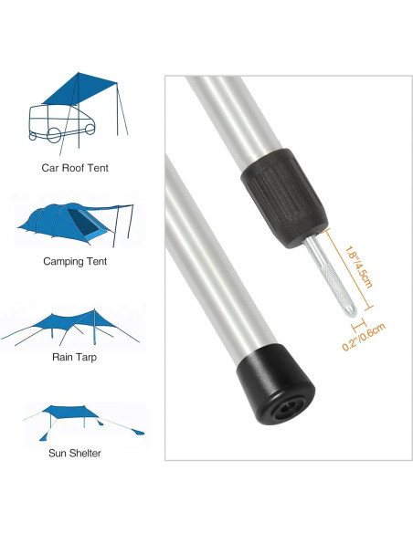 Poste Telescópico de Aluminio REDCAMP 90-230 cm Juego de 2