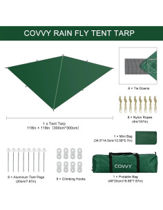 Toldo Impermeable COVVY 3x3m para Hamaca y Camping 2