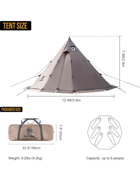 Tienda de Camping OneTigris Rock Fortress 6 Personas Impermeable