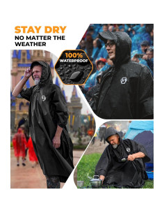 Poncho de Lluvia Foxelli Adulto Impermeable 2-Pack Negro 2